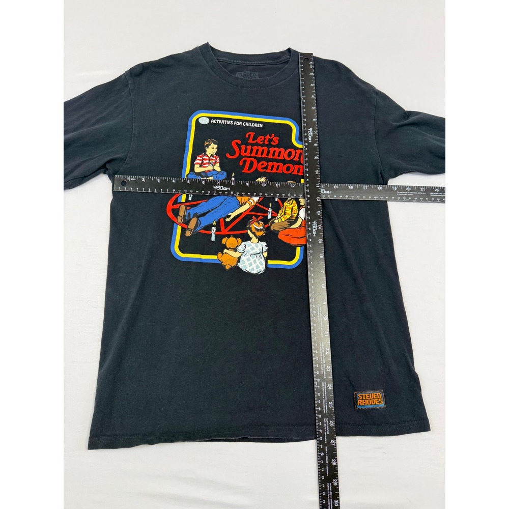 Steven Rhodes Lets Summon Demons Black Long Sleeve Graphic Tee Mens Medium - Picture 6 of 8